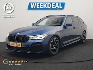 BMW 5-serie Touring 530e M Sport PHEV 293pk Dealer O.H. | Panodak | Adaptive Cruise | 360 Camera | Harman / Kardon | Lederen Comfortzetels Memory & Verwarmd | Adaptive LED | Apple Carplay | Blis | Sfeerverlichting | Navigatie | DAB | Plug In Hybrid |
