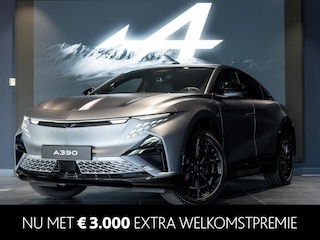Alpine A390 GT |  Gris Tonnerre mat | Pack Driving: Active Driver Assist, Emergency Brake Assist & Handsfree Parking | Devialet® XtremeSound audiosysteem | Decorpanelen dashboard en middenconsole in geweven carbon | Alpine sportstoelen met geperforeerd Alcantara®, elektrisch en verwarmd |