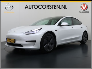 Tesla Model 3 SR+ 325PK AutoPilot Ivory-Leder Pano-Dak Adaptive Cruise Lmv 18" Camera's Elektr.-Stuur+Stoelen+Spiegels+Geheugen+Easy-Entry+Verwarmde stoelen Park assistent Pdc WIFI Ecc Lane-Assist Speed-Assist Ecc Navi Led DAB Voorverwarmen interieur via App Keyless One-Pedal-Drive 1e Eigenaar Origineel Nederlandse Auto 1.584kg