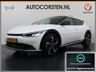 Kia EV6 Plus Advanced 77.4 kWh Leer Schuif-kanteldak Camera Adap.Cruise Warmtepomp V2L Elektr.-Stoel-Massage+Ventilatie+Verwarmd+Memory Apple Carplay Android Auto Navi Ecc Stuur+Stoelverwarming Matrix-LED Meridian-Audio PDC-a+v SOH 100% DAB Elek.Achterklep Lmv 20" Lane Assist Privacy Glas 1.600kg Trekvermogen! 1e Eigenaar Dealeronderhouden Origineel Nederlandse Auto Nieuwprijs €53.860,- snelladen tot 240 KW