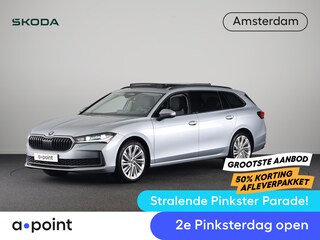 Skoda Superb combi First Edition 1.5 TSI m-HEV 150 pk Automaat (DSG) | Verlengde garantie | Navigatie | Panoramadak | Parkeersensoren | Achteruitrijcamera | Stoelverwarming |