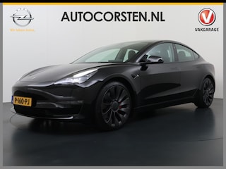 Tesla Model 3 Performance 513pk AWD Facelift Warmtepomp Elek.Achterklep Dubbelglas Lmv 20" AutoPilot Panoramadak Adaptive Cruise Camera's Leer Pdc Wifi Ecc Elektr.Stuur+Stoel+Geheugen Stoel+Bank-Verwarmd Keyless Wifi 4WD 1e Eigenaar Origineel Nederlandse Auto SOH 81%