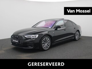 Audi A8 60 TFSI e quattro Lang | Chauffeurspakket | Adaptive cruise control l Luchtvering | Glazen Panoramadak l Head-up display | Privacy glas | Vierwielbesturing | Stoelverwarming voor en achter | Stoelventilatie / massage voor en achter | Optiekpakket zwart plus | Alarm Klasse III | Dodehoekdetectie | Bang & Olufsen Advanced 3D | Nachtzichtassistent | Beeldschermen achterin