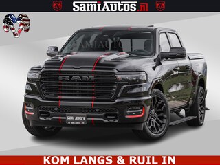 Dodge Ram NIGHT PREMIUM | 426PK | STRIPING | LUCHTVERING | HUD | PANO | 360 CAM | Full Option | LIMITED WHEELS | De Meest Luxe Pick-Up in zijn Klasse | Comfortabele Dubbele Cabine met Royale 5 Zitplaatsen | EERSTE EIGENAAR | SMOKE PACK | BOM VOL |