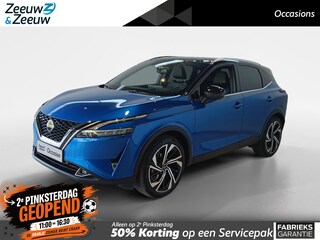 Nissan Qashqai 1.3 MHEV Xtronic Tekna Plus | trekhaak | 1800kg trekgewicht | Nappa lederen bekleding | Stoel geheugen| Stuur-, stoel- en voorruitverwarming | Navigatie | 360grd camera | Zeer nette en complete auto | Dealer onderhouden |