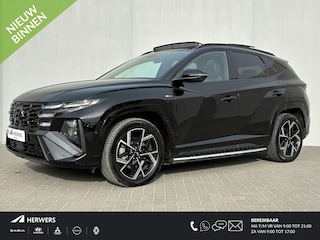 Hyundai Tucson 1.6 T-GDI HEV N Line Sky Automaat / Fabrieksgarantie t/m 8-2029 / dealer onderhouden / 1.360 kg trekgewicht / Panorama/schuif-/kanteldak / Elektrische stoelen/Achterklep / Apple Carplay/Android Auto / Stoelventilatie / Stuur-, stoelverwarming / 19”  LM /