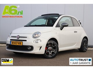 Fiat 500 1.0 Hybrid Sport Cabrio 16 inch LMV Half Leder Navigatie Carplay Android Climate Cruisecontrol Rode Remklauwen Super Netjes!