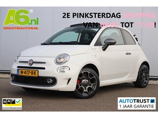Fiat 500 1.0 Hybrid Sport Cabrio 16 inch LMV Half Leder Navigatie Carplay Android Climate Cruisecontrol Rode Remklauwen Super Netjes!