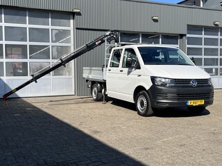 Volkswagen Transporter 2.0 TDI L2H1 DC Euro 6 Hiab 013T Laadkraan Pick up Dubbele cabine open laadbak Pick-up Airco Bluetooth Trekhaak 2200 kg 5-Persoons Telefoonverbinding 1e eigenaar Dealer onderhouden BPM vrij !!!