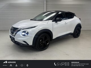 Nissan Juke 1.0 DIG-T Tekna Automaat / Lederen Bekleding / Navigatie / Stoel- en Stuurverwarming / Verwarmde Voorruit / Adaptive Cruise Control / 360 Graden Camera / 19 Inch Velgen / LED Verlichting /