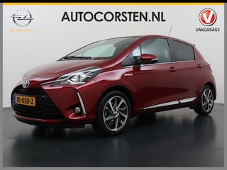 Toyota Yaris 1.5I Hybrid Aut. Premium Panoramadak Trekhaak Navi Camera Ecc Cruise Control Keyless Lane Assist Lmv Privacy Glas Isofix DAB USB Bluetooth Regen-Lichtsensor Dealeronderhouden Origineel Nederlandse Auto