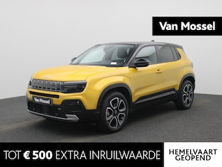 Jeep Avenger 54kWh Altitude | Airconditioning | Licht metalen velgen 18 inch | Cruise control Adaptive | Navigatie | Half lederen bekleding zwart | LED koplampen | Park Distance Control voor en achter | Achteruitrijcamera |