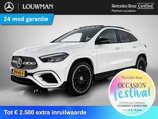 Mercedes-Benz GLA 250 e AMG Plug-In Hybride AMG Line | Night Pakket | Trekhaak | Panorama Schuif Kanteldak | 20 Inch AMG Velgen | Dodehoek Assist | Stuur en Stoelverwarming. Inclusief 24 maanden Mercedes-Benz Certified garantie voor Europa.