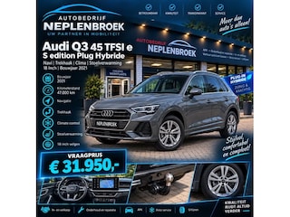 Audi Q3 45 TFSI e S edition Hybride Bj 2021 Km 43.000 Navi,Trekhaak,Clima,CvStoelverm,18Inch Dealer onderhouden