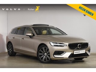 Volvo V60 T6 350PK Plug-in Hybrid AWD Ultimate Bright / Adaptive Cruise Control / Harman Kardon / 360 Camera / Elektrisch glazen schuif-kanteldak / Head-up Display / Nappa leer met stoelventilatie / Elektrisch verstelbare stoelen met geheugen / Stoelverwarming / Stuurverwarming