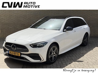 Mercedes-Benz C-klasse 300 e AMG Line 313pk | Panoramadak | Leder | Trekhaak wegklapbaar | 360 camera | Laser LED | Keyless | Memory | Stoelverwarming&koeling | Cruise control | Head up | Sfeerverlichting | Widescreen | Volledig onderhouden