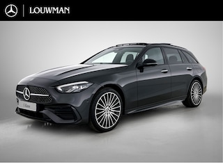 Mercedes-Benz C-klasse Estate 300 e Business Solution AMG | Comfortpakket Plus | Nightpakket | Parkeerpakket met 360°-camera | Trekhaak | Panoramaschuifdak | 19" multispaaks lichtmetalen AMG-velgen | GUARD 360° Plus | Middenconsole metaalstructuur |