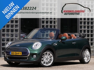 Mini Cooper Cabrio 1.5 CAMERA/ H&K AUDIO/ BRITISH RACING GREEN MET BRUIN LEDER!!