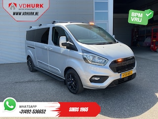 Ford Transit Custom 2.0 TDCI 130 pk Aut. DC Dubbel Cabine 2xSchuifdeur/ NL Auto/ Carplay/ Leder/ Stoelverw./ Navi/ Cruise/ Camera/ Airco/ Dakdragers/ 16”LMV/ PDC/ Sidesteps
