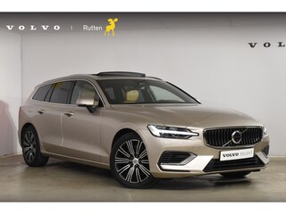 Volvo V60 T6 350PK Plug-in Hybrid AWD Ultimate Bright / Adaptive Cruise Control / Harman Kardon / 360 Camera / Elektrisch glazen schuif-kanteldak / Head-up Display / Nappa leer met stoelventilatie / Elektrisch verstelbare stoelen met geheugen / Stoelverwarming / Stuurverwarming