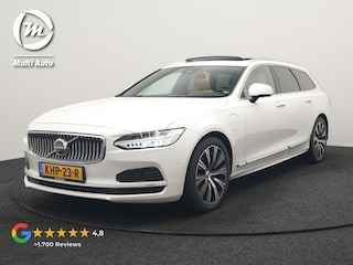 Volvo V90 T8 AWD Plus Bright LONG RANGE PHEV 455pk Dealer O.H. | Trekhaak Af Fabriek | Panodak | Adaptive Cruise | 360 Camera | Harman / Kardon | Lederen Sportstoelen Ventilatie & Memory | Stoelen & Stuur Verwarmd | Keyless | Blis | Google Assistent | SCHADE!!