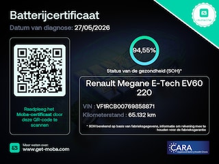 Renault Mégane EV60 220pk Optimum Charge Ionic/ SOH 94,55%/ Warmtepomp/ Trekhaak/ 1 Eigenaar/ Origineel NL/ NAP
