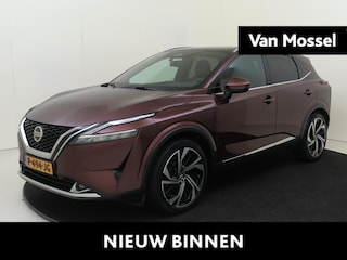 Nissan Qashqai 1.3 MHEV Xtronic Tekna Plus | airco automatisch| Apple Carplay/Android | cruise control adaptief | lederen interieurdelen | lichtmetalen velgen 20" | luxe lederen bekleding | matrix LED koplampen | navigatiesysteem full map | panoramadak | voorstoelen verwarmd |