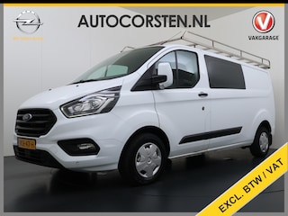 Ford Transit Custom 300 2.0TDCI L2H1 Dubbele Cabine 6-Persoons Trekhaak Navi Camera Cruise Control Imperiaal Airco Stoelverwarming Pdc DC DAB Bluetooth Betonplex Vloer Wandbetimmering 2.750KG Trekgewicht Origineel Nederlandse Auto