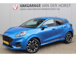 Ford Puma 1.0-125pk EcoBoost Hybrid ST-Line X. Zeer nette wagen ! Slechts 35.000km ! Autm. airco, cruise cntrl, premium soundsyst., LED verl., navigatie, telefoonvoorb., trekhaak afneemb., stoel, stuur en voorraamverwarming. etc.