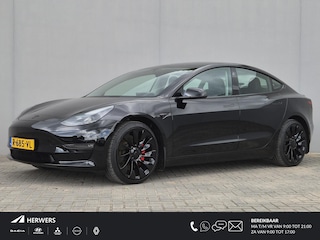 Tesla Model 3 Performance AWD 75 kWh / CCS snelladen / Stuur- Stoel & Achterbank verwarming / Panoramadak / Rondomzicht camera / Draadloze telefoon lader / Elektrische achterklep / Voorruit verwarming / Apple Carplay Android Auto / Lichtmetalen wielen 20“ /