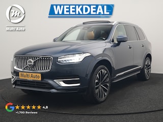 Volvo XC90 T8 Recharge AWD Ultimate Bright 7 Persoons LONG RANGE PHEV 455pk Dealer O.H. | Trekhaak Af Fabriek | Panodak | Head Up | Adaptive Cruise | 360 Camera | Bowers & Wilkins | Lederen Sportstoelen Massage & Memory & Ventilatie | Google Assistent | Stoelen & Stuur Verwarmd | Keyless | Blis | Plug In Hybrid |