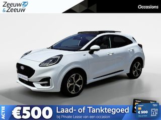 Ford Puma 1.0 EcoBoost Hybrid ST-Line | Automaat | Pano dak | Winter pack | Adapt. Cruise control | BLIS | Afneembare trekhaak | Draadloos opladen mobiel | Elektr. Achterklep | Parkeersensoren voor en achter | Achteruitrijcamera | Fabrieksgarantie |