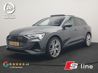 Audi e-Tron 55 Quattro 2x S Line 95 kWh 408pk | Panodak | Luchtvering | Adaptive Cruise | 360 Camera | Matrix LED | Alcantara Sportstoelen Memory & Verwarmd | Apple Carplay | 22"L.M | Navigatie | DAB |