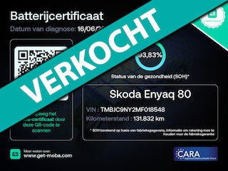 Skoda Enyaq iV 80 SOH 94% Warmtepomp Panorama Trekhaak Rijklaarprijs!