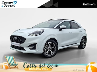 Ford Puma 1.0 EcoBoost Hybrid ST-Line | Automaat | Pano dak | Winter pack | Adapt. Cruise control | BLIS | Afneembare trekhaak | Draadloos opladen mobiel | Elektr. Achterklep | Parkeersensoren voor en achter | Achteruitrijcamera | Fabrieksgarantie |