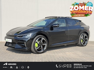 Kia EV6 GT AWD 77.4 kWh 585 pk / SOH 100% /Fabrieksgarantie tot 4-2031 / Dealer onderhouden / Meridian Audio / Warmtepomp / Camera 360° / Navi / Apple Carplay Android / 21" LM wielen / HUD / Sport & Kuipstoelen / CCS Snelladen / Elektr. Achterklep / Stoel Verwarming / Stuurwiel Verwarming / Achterbank Verwarming / DAB /