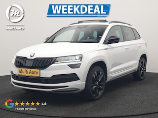 Skoda Karoq 1.5 TSI ACT Sportline DSG 150pk Dealer O.H | Panodak | Adaptive Cruise | Camera | RS Sportstoelen Verwarmd | Blis | Keyless | Apple Carplay | Black Optic | Virtual | Navigatie | DAB | 18"L.M |