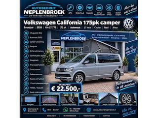 Volkswagen California 175pk Automaat,17Inch,Cruise,Navi,Airco,Clima Hefdak,Koelkast,Trekhaak,Pdc Vakantie klaar !!