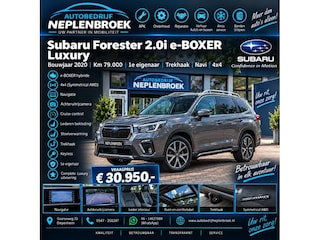 Subaru Forester 2.0i e-BOXER Luxury Bj 2020 Km 79.000 Nap 1e eigenaar Trekhaak,Navi,4x4,Camera,Cruise