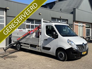 Renault Master T35 2.3 dCi L3 Energy Maxilift Laadkraan Trekhaak 2500 kg Airco 3-Persoons Open laadbak Pick-up Euro 6 Verkeersbord Actiebord Pijlenbord Bakwagen P-up 1e eigenaar ex gemeente