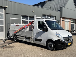 Renault Master T35 2.3 dCi L3 Energy Maxilift Laadkraan Trekhaak 2500 kg Airco 3-Persoons Open laadbak Pick-up Euro 6 Verkeersbord Actiebord Pijlenbord Bakwagen P-up 1e eigenaar ex gemeente