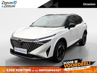 Nissan Qashqai 1.3 MHEV Xtronic N-Connecta Apple Carplay/Android Auto , airco (automatisch) , cruise control adaptief met Stop&Go en stuurhulp , elektrisch bedienbare achterklep met sensorsturing , navigatiesysteem , panoramadak , voorstoelen verwarmd en stuur , rondomzicht camera