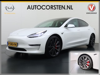 Tesla Model 3 Performance 513PK AWD **FSD** Panoramadak Navi Camera's Leder Stoelverwarming Navi Ecc Adap.Cruise Pdc Led Lmv 20" Google-Maps Elek.Stoelen+Memory Remote App Bediening Premium Audio