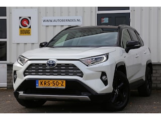 Toyota RAV4 2.5 Hybrid Bi-Tone*Fabrieksgarantie t/m01-2030*Perfect Toyota onderh.*Parelmoer Wit/Trekhaak/Half Leder/Stoelverw./Stuurverw./Elek. Klep/Keyless Entry+Go/Camera/Parkeersens./18 inch LM*