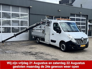 Renault Master T35 2.3 dCi L2 Hiab Laadkraan T-CLX 013 Trekhaak 2500 kg Airco Cruise controle 2-Persoons Open laadbak Pick-up Euro 6 Verkeersbord Actiebord Pijlenbord Bakwagen P-up