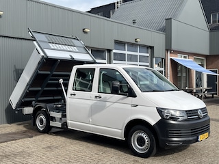 Volkswagen Transporter 2.0 TDI L2H1 DC Kipper open laadbak Airco Bluetooth trekhaak 2200 kg 1e eigenaar Dealer onderhouden Kieper P-up Doka Pritsche Ahk 2200kg Pick-up bakwagen