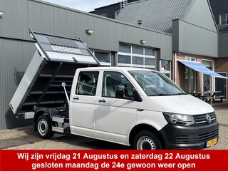 Volkswagen Transporter 2.0 TDI L2H1 DC Kipper open laadbak Airco Bluetooth trekhaak 2200 kg 1e eigenaar Dealer onderhouden Kieper P-up Doka Pritsche Ahk 2200kg Pick-up bakwagen