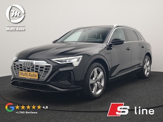 Audi Q8 e-tron 55 Quattro S Line 114 kWh 408pk Dealer O.H. | Trekhaak Afn. | Luchtvering | Adaptive Cruise | Head Up | Matrix LED | Camera | Alcantara Sportstoelen Verwarmd | Sfeerverlichting | Keyless | Navigatie | Virtual | DAB |