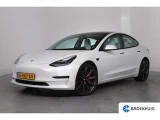 Tesla Model 3 Performance AWD 75 kWh | Leder | Adaptive Cruise | Elektr Stoelen + mem | 20 inch | Carbon afwerking | Zeer netjes!