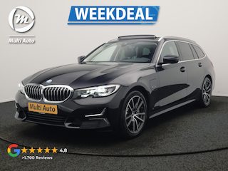 BMW 3-serie Touring 330e Luxury Line PHEV 293pk Dealer O.H. | Trekhaak Af Fabriek | Panodak | 360 Camera | Lederen Sportstoelen Memory & Verwarmd | Keyless | Blis | Sfeerverlichting | Apple Carplay | Navigatie | DAB | Plug In Hybrid |